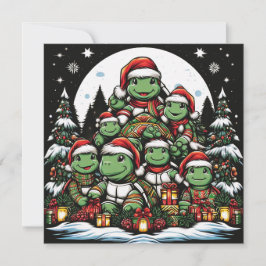 La tortuga está feliz con los regalos de Navidad 