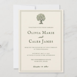 La Toscana: Invitación de boda de oliva y marfil
