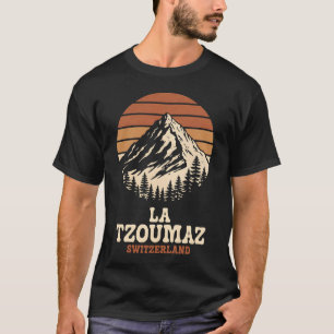 La Tzoumaz Suiza Esquí Camiseta Retro Alpino