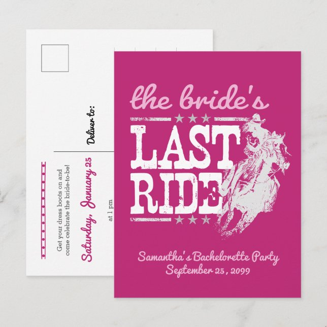 La última carta de invitación de la novia en rosad (Anverso / Reverso)