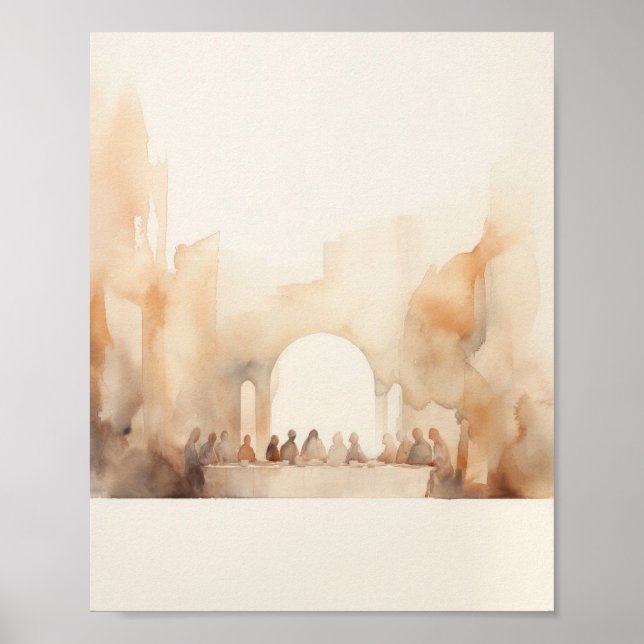 La última cena: acuarela digital, arte cristiano (Frente)