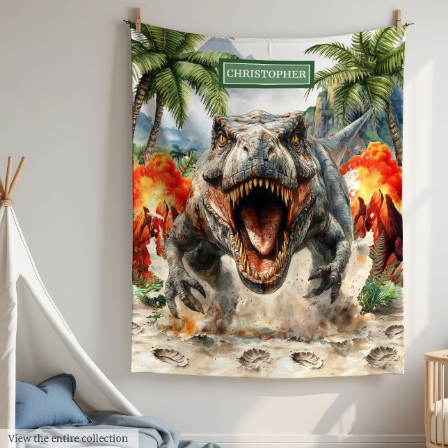 La única manta de tiranosaurio personalizada para  (Unique Tyrannosaurus Blanket Personalized with Boy Name)