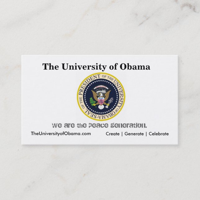 La universidad de la tarjeta de visita de Obama (Anverso)