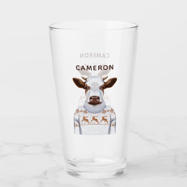 La vaca del suéter del navidad el | añade su (Anverso)