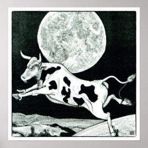 La vaca saltó sobre la luna - Impresión litográfic