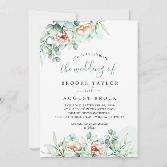 La vegetación esmeralda El Boda De La Invitación (Anverso)