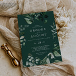 La vegetación esmeralda | Invitación a la Boda Cas<br><div class="desc">Esta invitación a una boda casual verde esmeralda es perfecta para un boda boho. El diseño es elegante y rústico,  con unas hojas de acuarela verde oscuro y un eucalipto con un toque bohemio moderno.</div>