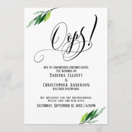 La vegetación pospuso el Boda "¡Oops!" Anuncio