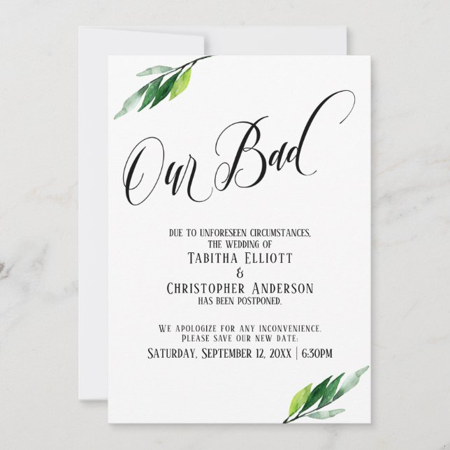 La vegetación pospuso la Invitación "nuestra mala" (Anverso)