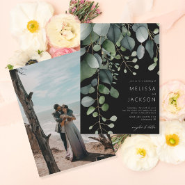 La vegetación y el Eucalyptus Boda Invitación negr