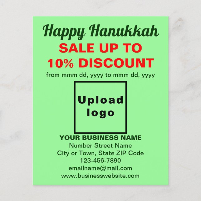 La venta de Hanukkah en un volante verde claro (Frente)