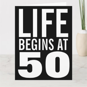 La vida comienza con 50 tarjetas de felicitación g