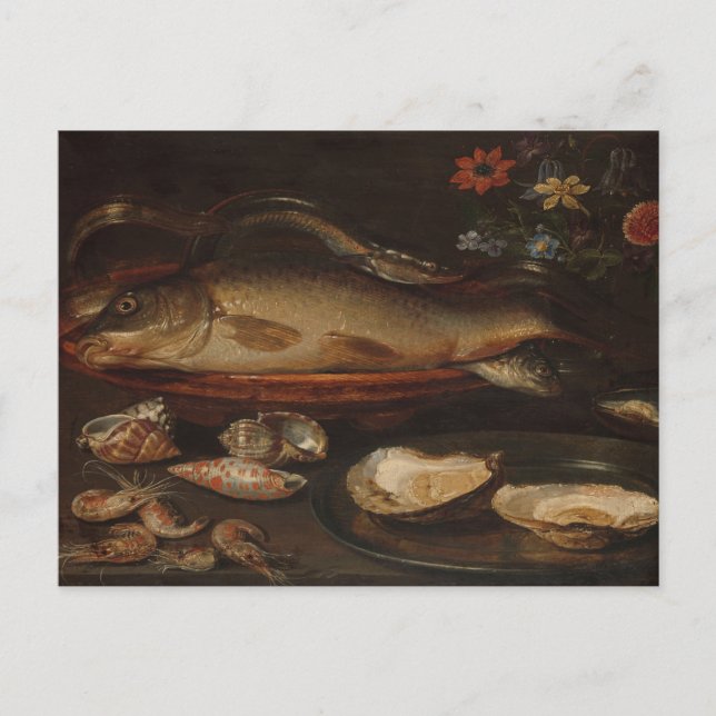 La vida con peces de la postal de Clara Peeters (Anverso)