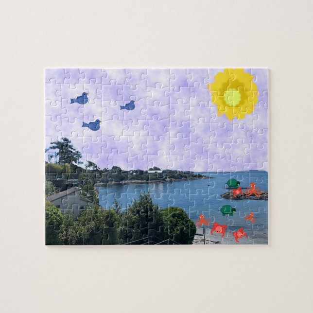 La vida en el rompecabezas de la playa (Horizontal)