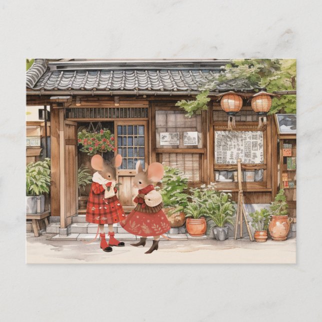 La vida en la tarjeta postal de la serie Mice Town (Anverso)