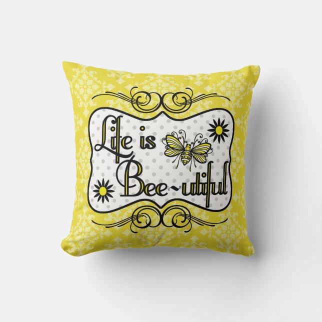 La vida es almohada personalizada Abeja-utiful (el (Anverso)