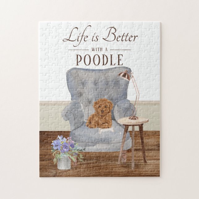 La Vida Es Con Un Puzzle De Jigsaw De Poodle (Vertical)