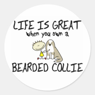 La vida es grandes pegatinas barbudos del collie
