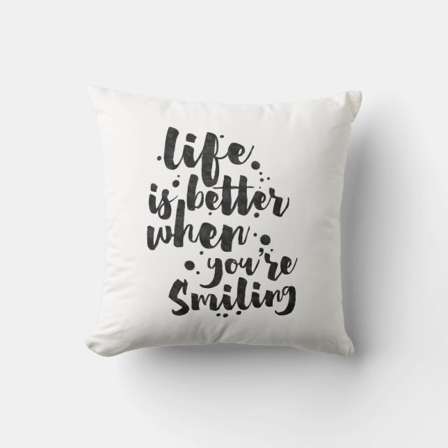 La vida es mejor al sonreír - almohada inspiradora (Anverso)