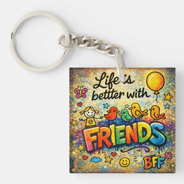 La vida es mejor con amigos llavero (Frente)