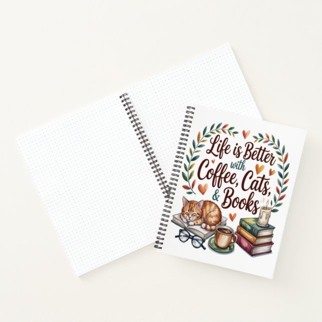 La vida es mejor con café gatos libros (Interior)