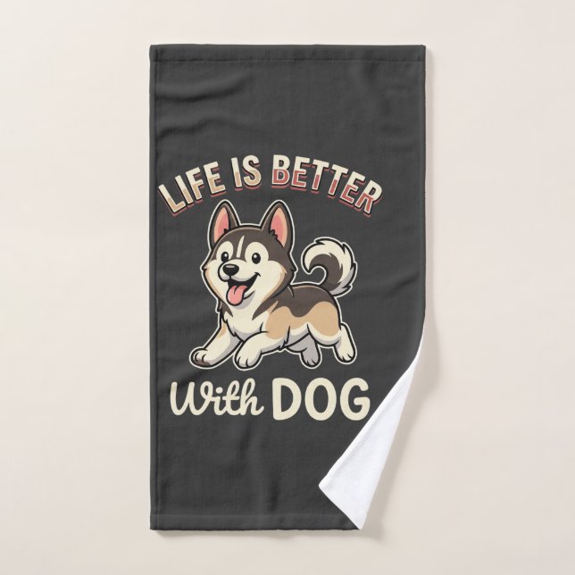 La vida es mejor con caricaturas de perros (Toalla de mano)