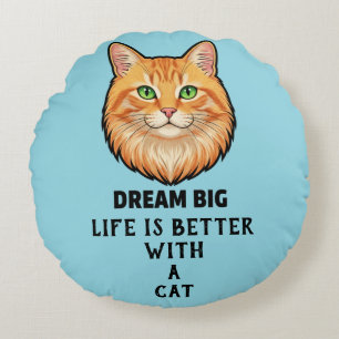 La vida es mejor con cojín redondo de gato