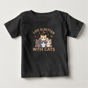 La vida es mejor con gatos Camiseta de bebé de gat