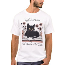 La Vida Es Mejor Con Libros Y Camisetas De Gatos