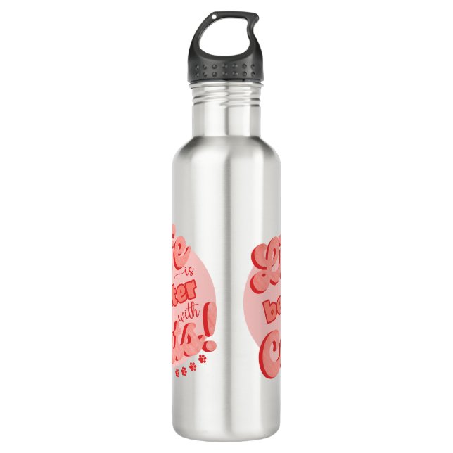 La vida es mejor con los gatos botella de agua (Anverso)