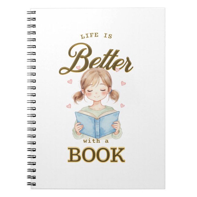 La vida es mejor con un cuaderno espiral de libro (Frente)