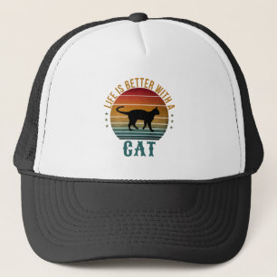 LA VIDA ES MEJOR CON UN GATO GORRA DE CAMIONERO