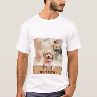 La Vida Es Mejor Con Una Camiseta De Cachorro Lind