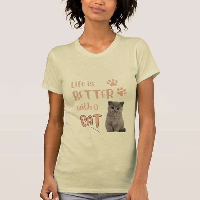 La vida es mejor con una camiseta de gato (Anverso)
