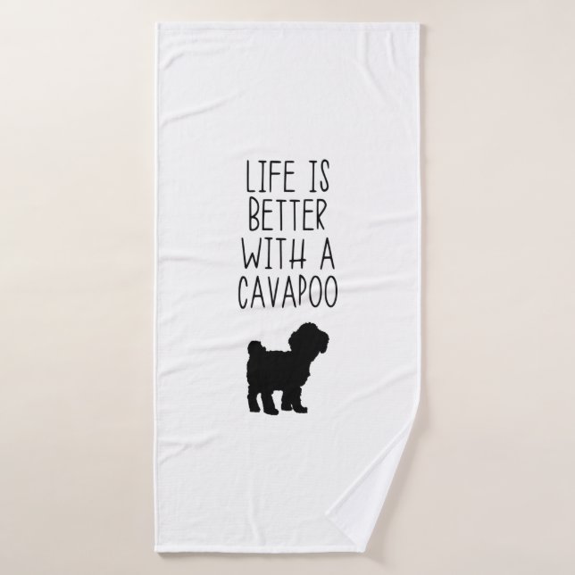La Vida Es Mejor Con Una Cavapoo (Toalla de baño)