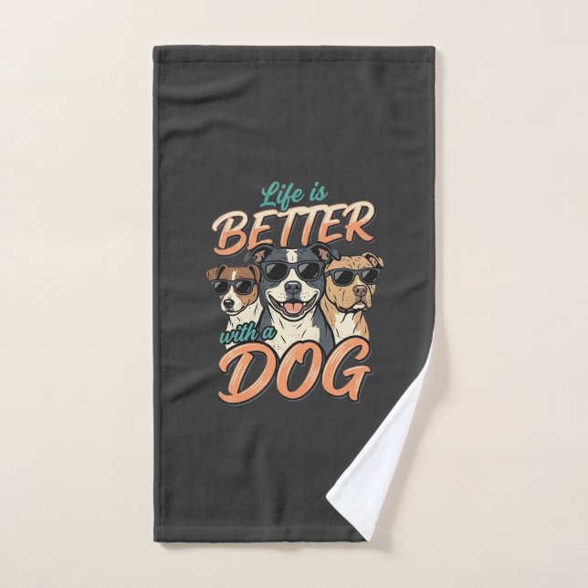 La vida es mejor con vector de perro (Toalla de mano)