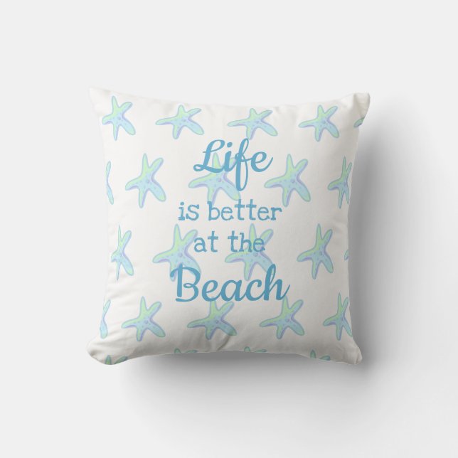 La vida es mejor en el Cojín decorativo Beach Star (Anverso)