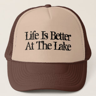 La vida es mejor en el lago divertido gorra de ret