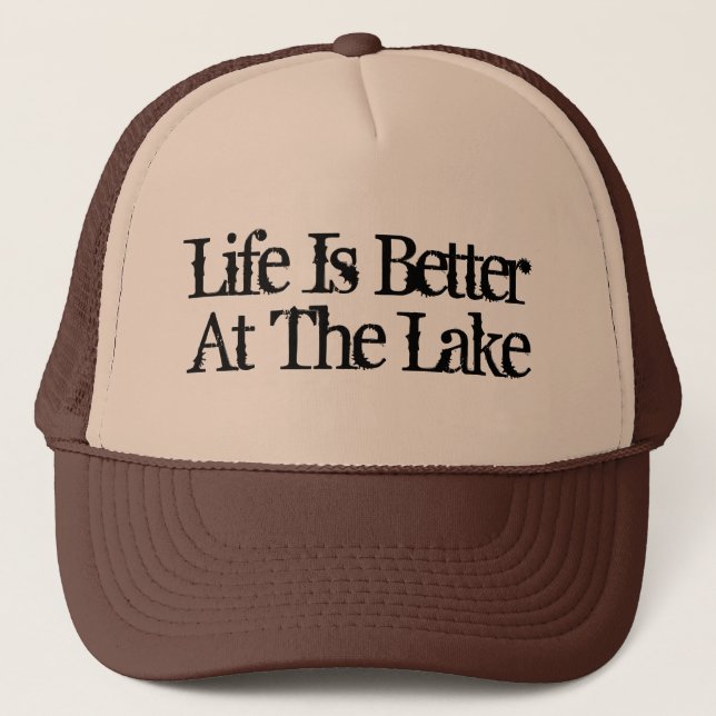 La vida es mejor en el lago divertido gorra de ret (Anverso)