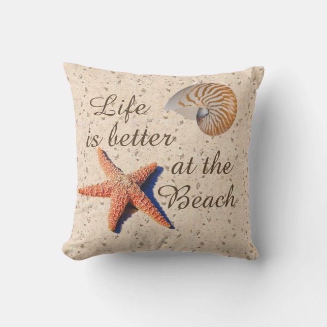La vida es mejor en la almohada de playa (Anverso)