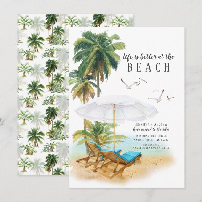 La Vida Es Mejor En La Invitación De La Playa. (Anverso / Reverso)