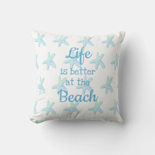 La vida es mejor en la playa Almohada de lanzamien