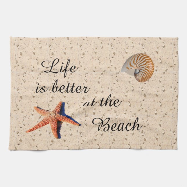La vida es mejor en la toalla de cocina de la play (Horizontal)
