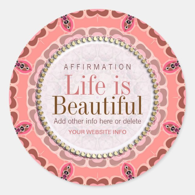 La vida es pegatina tribal de los rosas hermosos (Anverso)