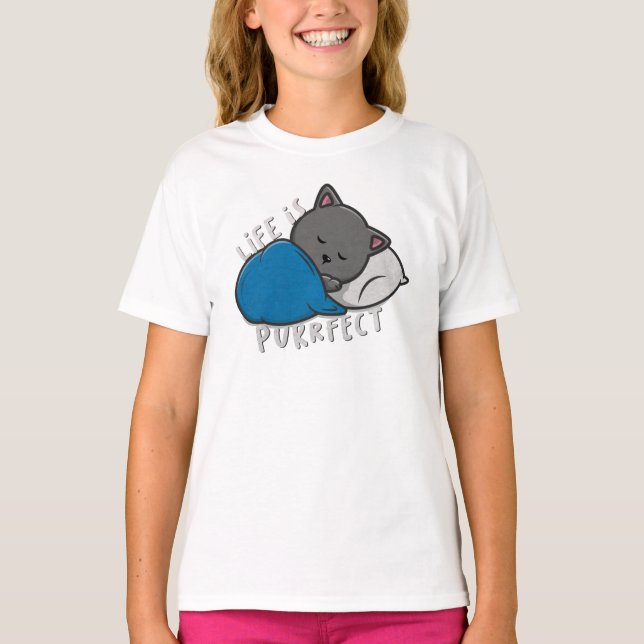 La vida es perfecta - Dormir la camiseta del gato (Anverso)