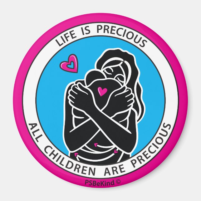 La Vida Es Precioso Un Imán Redondo De 1 Pink_3" (Frente)