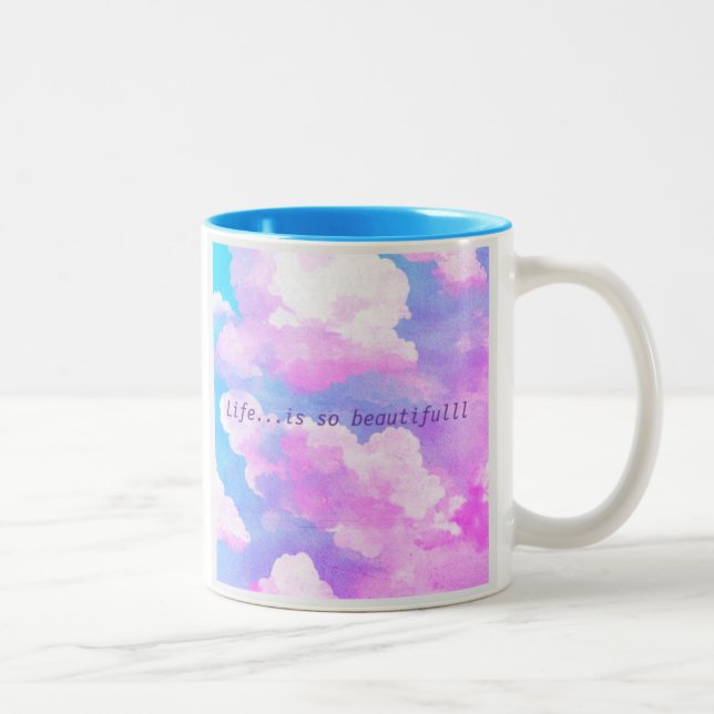 La Vida Es Tan Hermosa Mug - Copa Estética Sky Blu (Derecha)