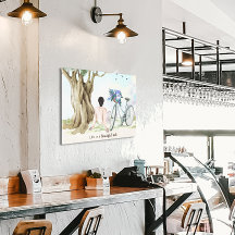 La vida es una bella impresión de lienzo en bicicl