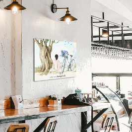 La vida es una bella impresión de lienzo en bicicl