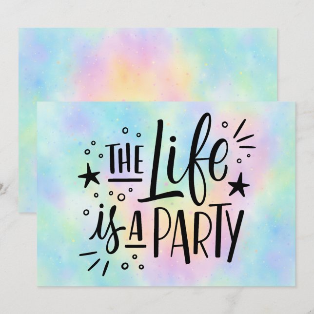 "La vida es una fiesta" Invitación de celebración  (Anverso / Reverso)
